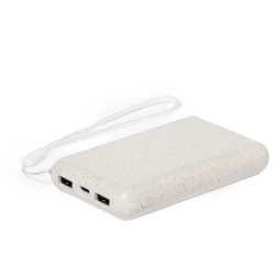 Power bank 5000 mAh ze słomy pszenicznej, ładowarka słoneczna (V1353-00)-4