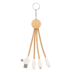 Korkowy kabel do ładowania B'RIGHT, bambusowy element, brelok do kluczy | Antez (V1294-00)-3