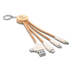 Korkowy kabel do ładowania B'RIGHT, bambusowy element, brelok do kluczy | Antez (V1294-00)-6