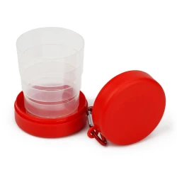 Foldable travel mug 220 ml with carabiner clip (V7618-05)-2