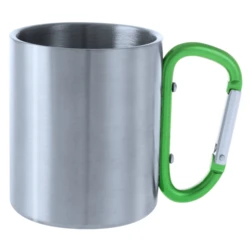 Metal mug 210 ml with carabiner clip (V8437/A-06)