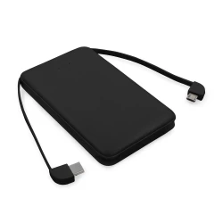 Power bank 5000 mAh ze zintegrowanymi kablami, adapter w komplecie | Presley (V0905-03)-3