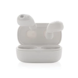 When you open the case and put in the earbuds, the sound hits you. The earbuds and portable charging case are designed to be able to carry no matter where you go and fit easily into your pocket. The comfortable earbuds have up to 6 hours of listening