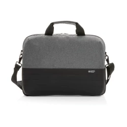This Swiss Peak AWARE™ 15.6” laptop bag offers unique style and storage for your laptop and tablet. With pockets to organise all of your tech gadgets and personal accessories. RFID pockets for your wallet and passport. Connect your power bank easily -2