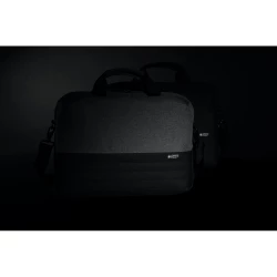 This Swiss Peak AWARE™ 15.6” laptop bag offers unique style and storage for your laptop and tablet. With pockets to organise all of your tech gadgets and personal accessories. RFID pockets for your wallet and passport. Connect your power bank easily -7