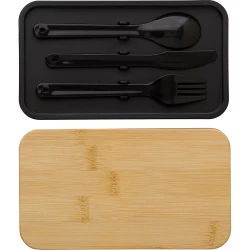 Pudełka śniadaniowe 2 szt., 2x400 ml, bambusowe wieczko, sztućce (V1215-03)-11