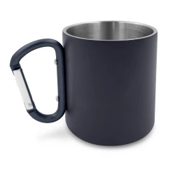 Recycled stainless steel mug 280 ml with carabiner clip | Pari (V1405-04)-2