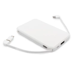 Power bank 5000 mAh ze zintegrowanymi kablami, adapter w komplecie | Presley (V0905/W-02)