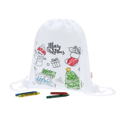 Worek ze sznurkiem do kolorowania, świąteczny wzór, kredki (VA237-02)