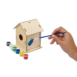 Domek dla ptaków do malowania, 6 farbek i pędzelek (VA717-17)