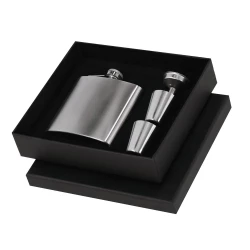 Piersiówka 175 ml ze stali nierdzewnej z recyklingu, 2 kieliszki, lejek (VA706-32)