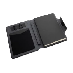 Teczka konferencyjna, notatnik A5, ładowarka bezprzewodowa, power bank 8000 mAh (P774.312)-4