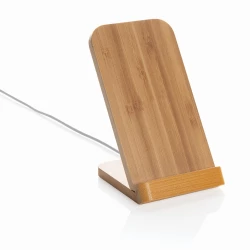 Bambusowa ładowarka bezprzewodowa 5W, stojak na telefon (P308.359)-7