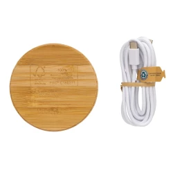 Bambusowa ładowarka bezprzewodowa 15W (P308.389)-3