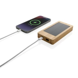 Bambusowy power bank 10000 mAh, ładowarka słoneczna (P322.399)-2
