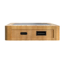 Bambusowy power bank 10000 mAh, ładowarka słoneczna (P322.399)-6